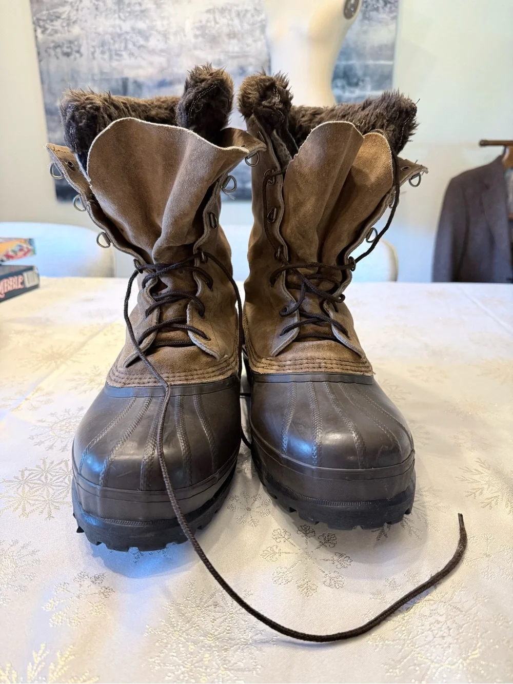 Vintage Sorel Kaufman Canada Brown Suede Rubber Insulated Winter Snow Boots 12